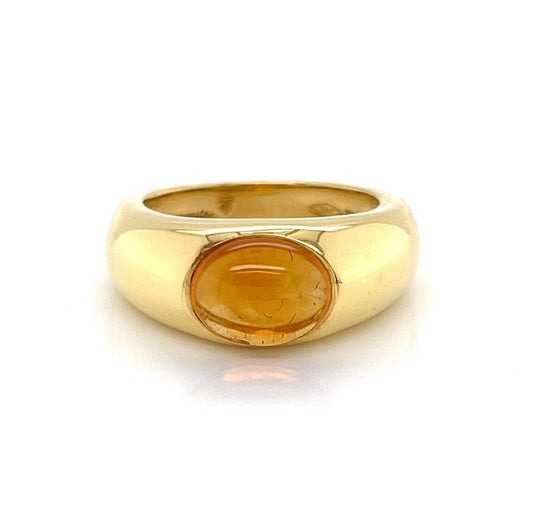 Tiffany & Co. 18k Yellow Gold Citrine Dome Cabochon Band Ring Size 5