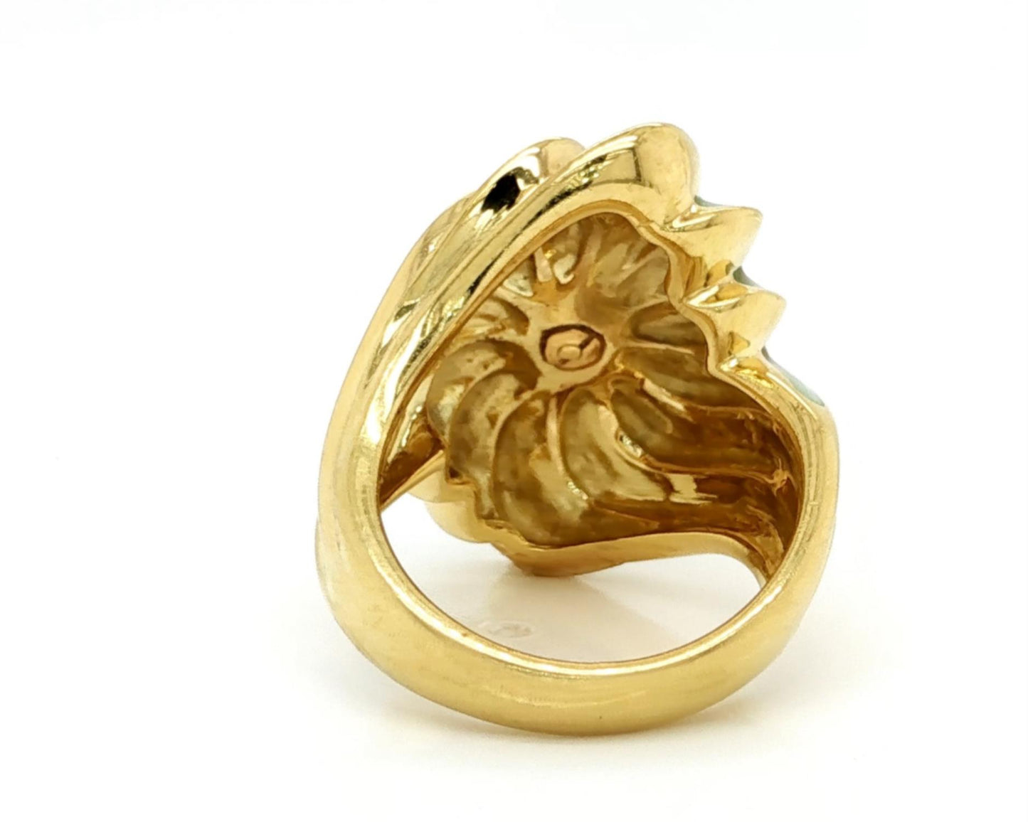 Multicolor Enamel Diamond 18k Yellow Gold Cocktail Ring