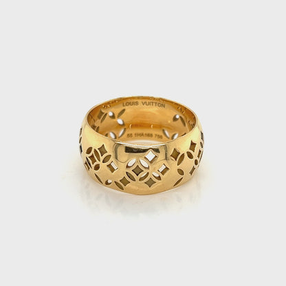 Louis Vuitton Monogram Gallea 18k Yellow Gold Floral Dome Ring - Size 7.5