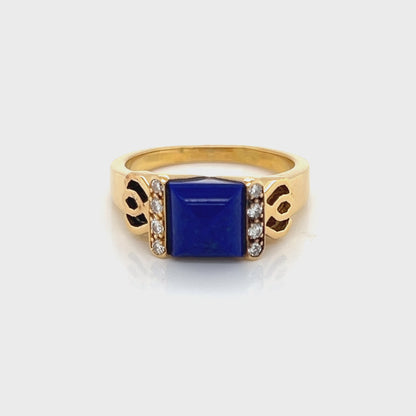 Morabito Diamond & Lapis Lazuli 18k Yellow Gold Ring - Size 5.5