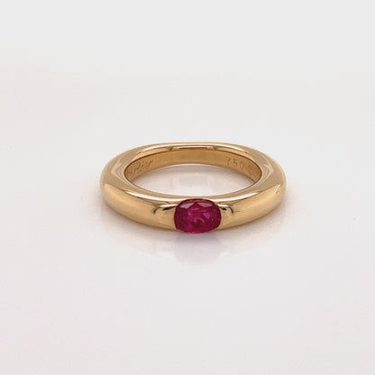 Cartier Ellipse Ruby 18k Yellow Gold Band Ring - Size 5.5