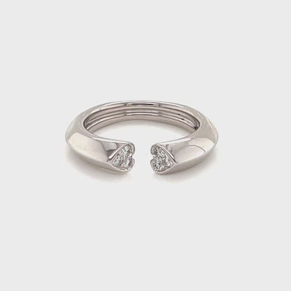Tiffany & Co. Picasso Tenderness 2 Hearts Diamond 18k White Gold Cuff Band Ring