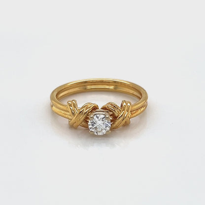 Tiffany & Co. Signature X Solitaire Diamond 18k Yellow Gold Ring - Size 5