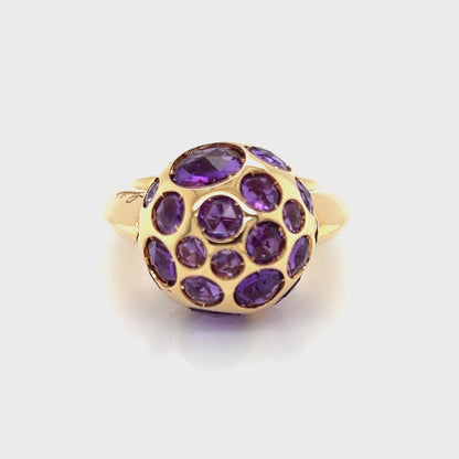 Pomellato Amethyst 18k Rose Gold Harem Cocktail Ring - Size 6.5