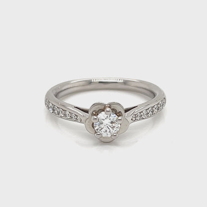 Chanel Camellia 0.25ct Diamond E VVS2 Platinum Engagement Ring GIA Cert - Size 5.5