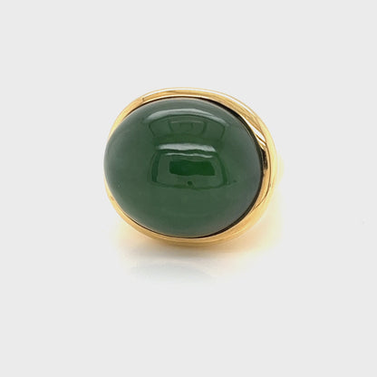 Tiffany & Co. Peretti Cabochon Green Jade 18k Yellow Gold Ring