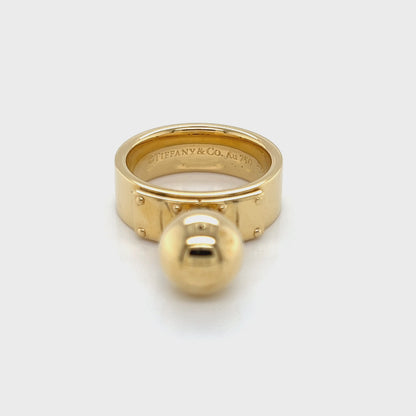 Tiffany & Co. Hardwear 9mm 18k Yellow Gold Ball Charm Wide Band Ring