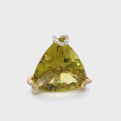 Lime Quartz & Diamond 18k Yellow Gold Large Ring