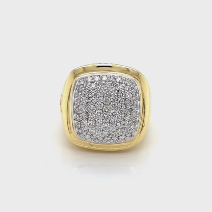 David Yurman Large Albion 18K Yellow Gold & Diamond Ring Size 8