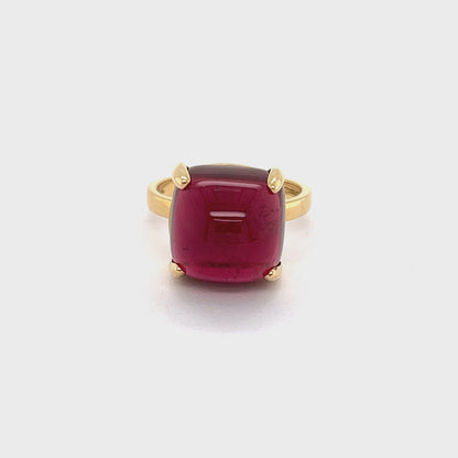 Tiffany & Co. Picasso Sugar Stacks Large Rubellite 18k Yellow Gold Ring Size 7