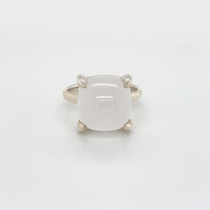Tiffany & Co. Picasso Sugar Stack Milky Quartz Gem Sterling Silver Ring - Size 6