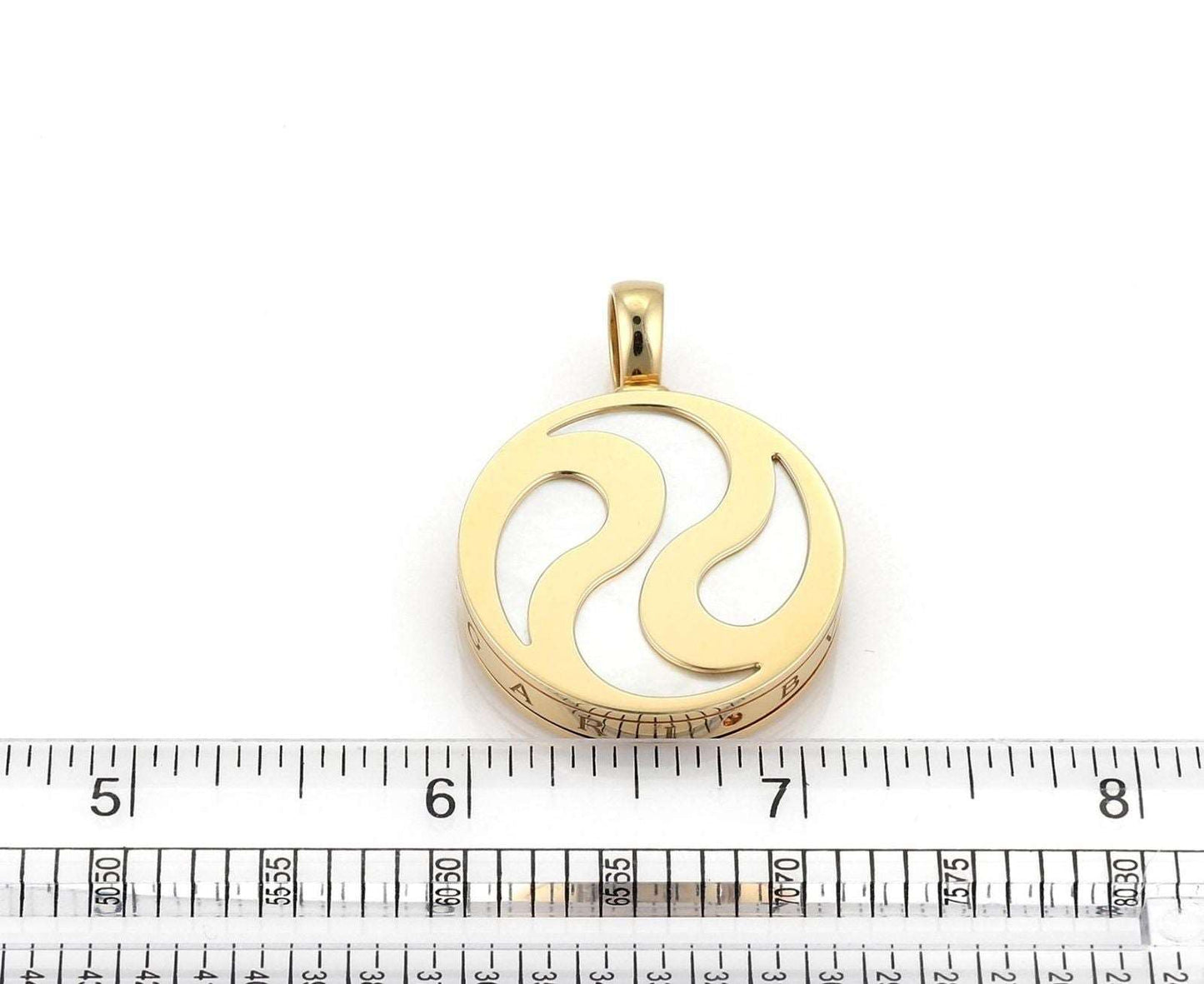 Bvlgari Optical Illusion MOP 18k Yellow Gold Steel Round Spinner Charm Pendant