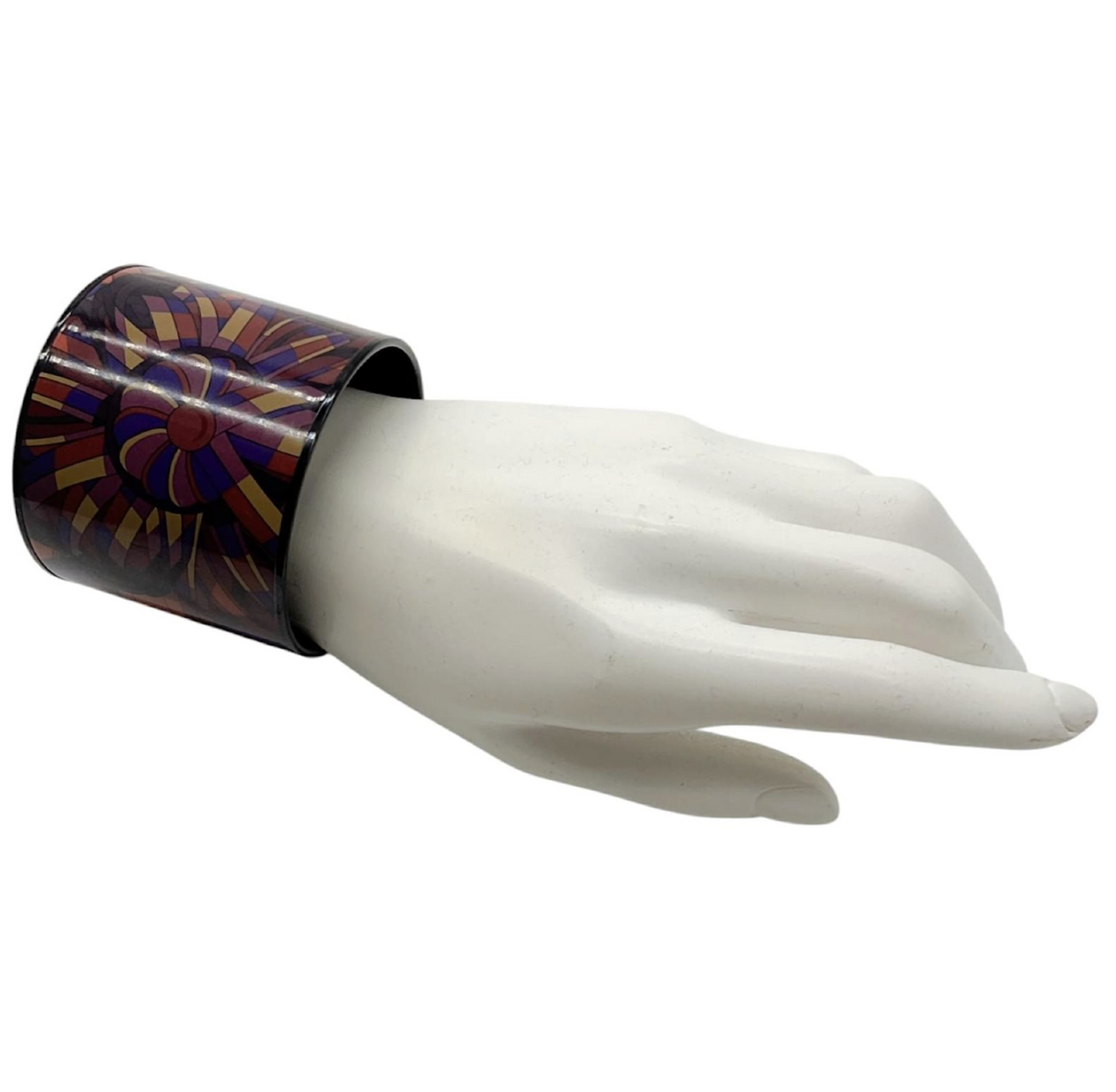 Hermès Rubans de Cheval Abstract Mosaic PVD Wide Enamel Bangle Bracelet