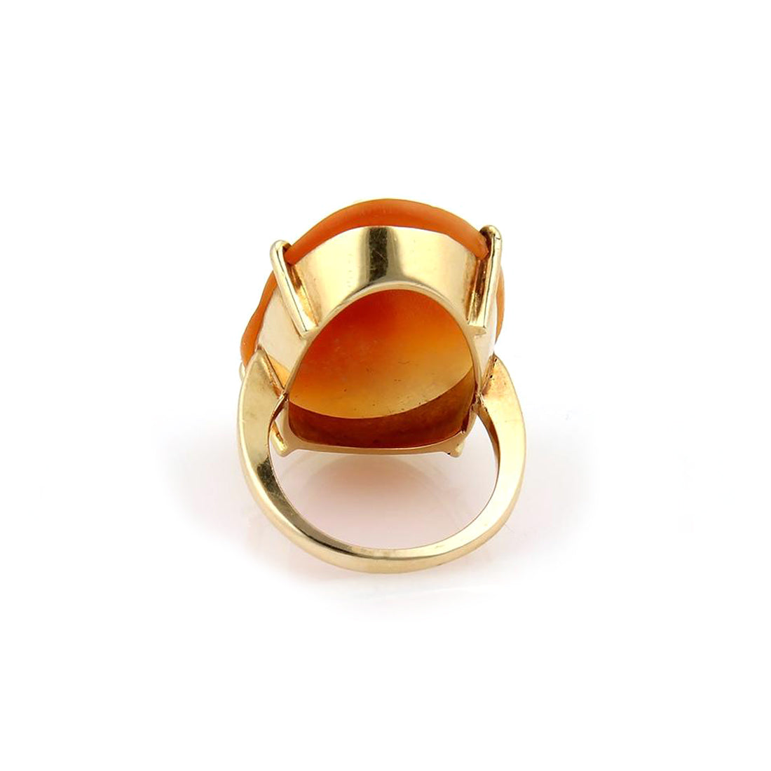 Shell Cameo Figure 14k Yellow Gold Oval Top Ring