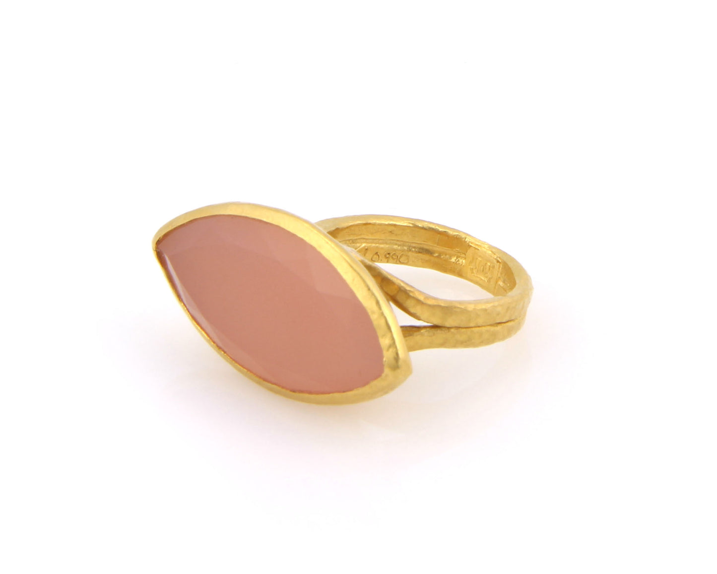 Gurhan Pandora Pink Chalcedony 24k Gold Marquise Solitaire Ring