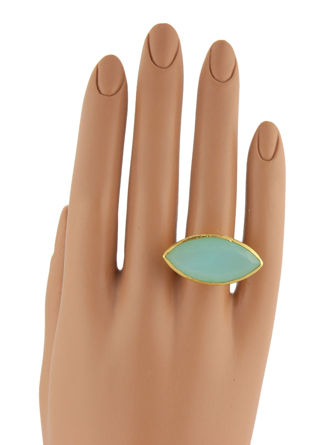 Gurhan Pandora 24k Gold Marquise Aqua Chalcedony Ring