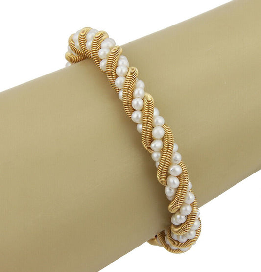 Pearls 18k Yellow Gold Twisted Rope Bracelet | Bracelets | Bracelets, catalog, Estate, Pearls | Estate