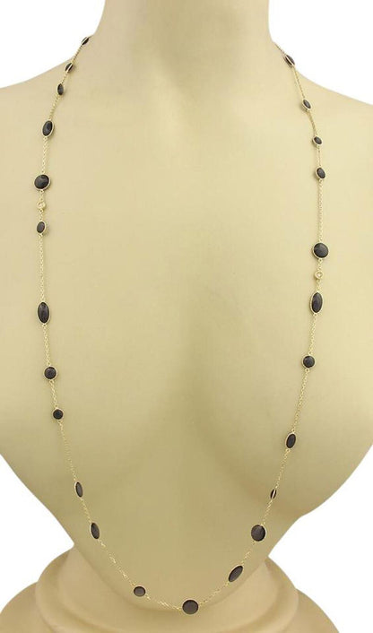 Roberto Coin Diamond & Grey Enamel 18k Yellow Gold 35" Long Toggle Necklace