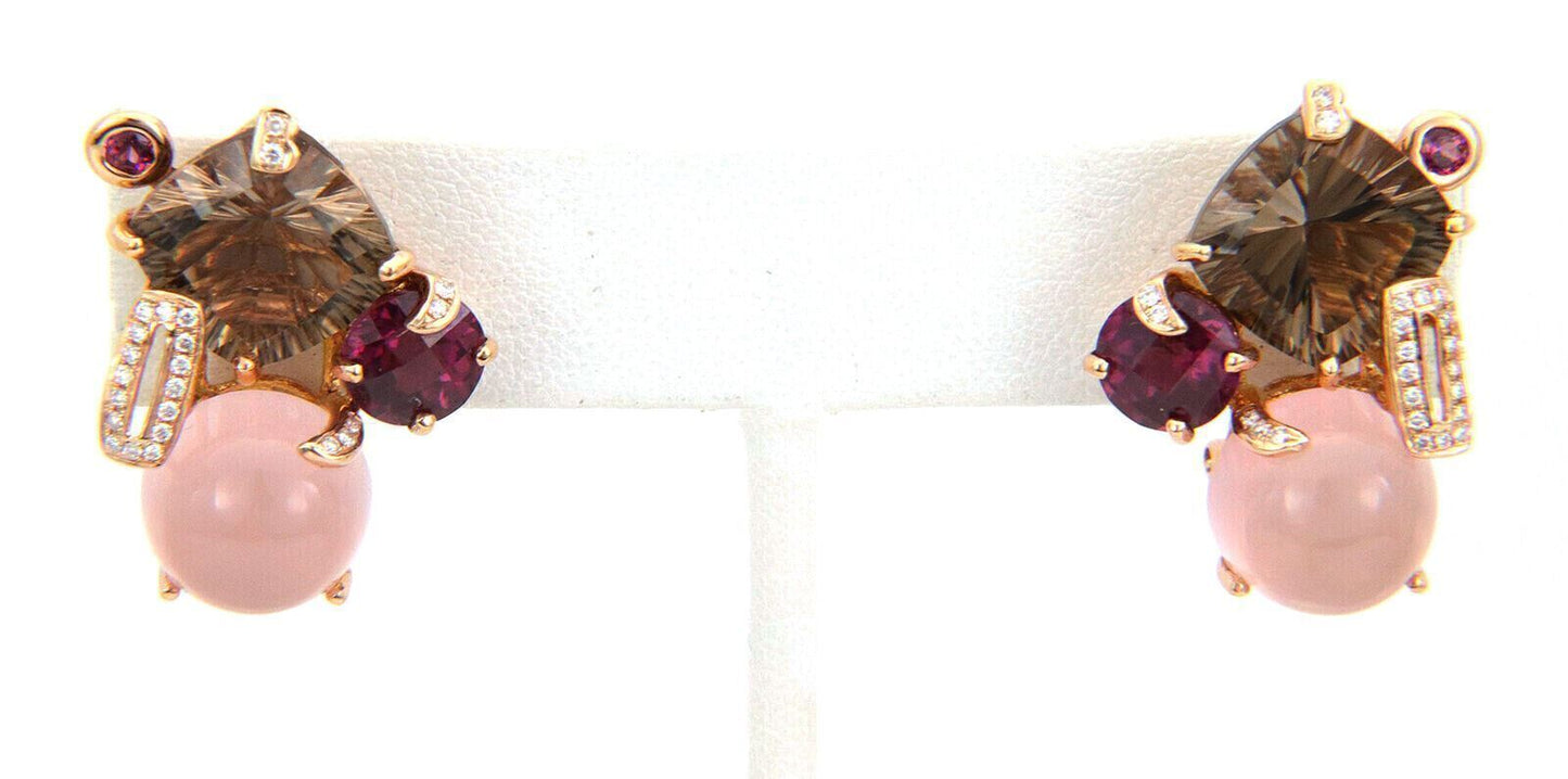 Bellarri 18k Rose Gold Diamond & Multi Gems Earrings