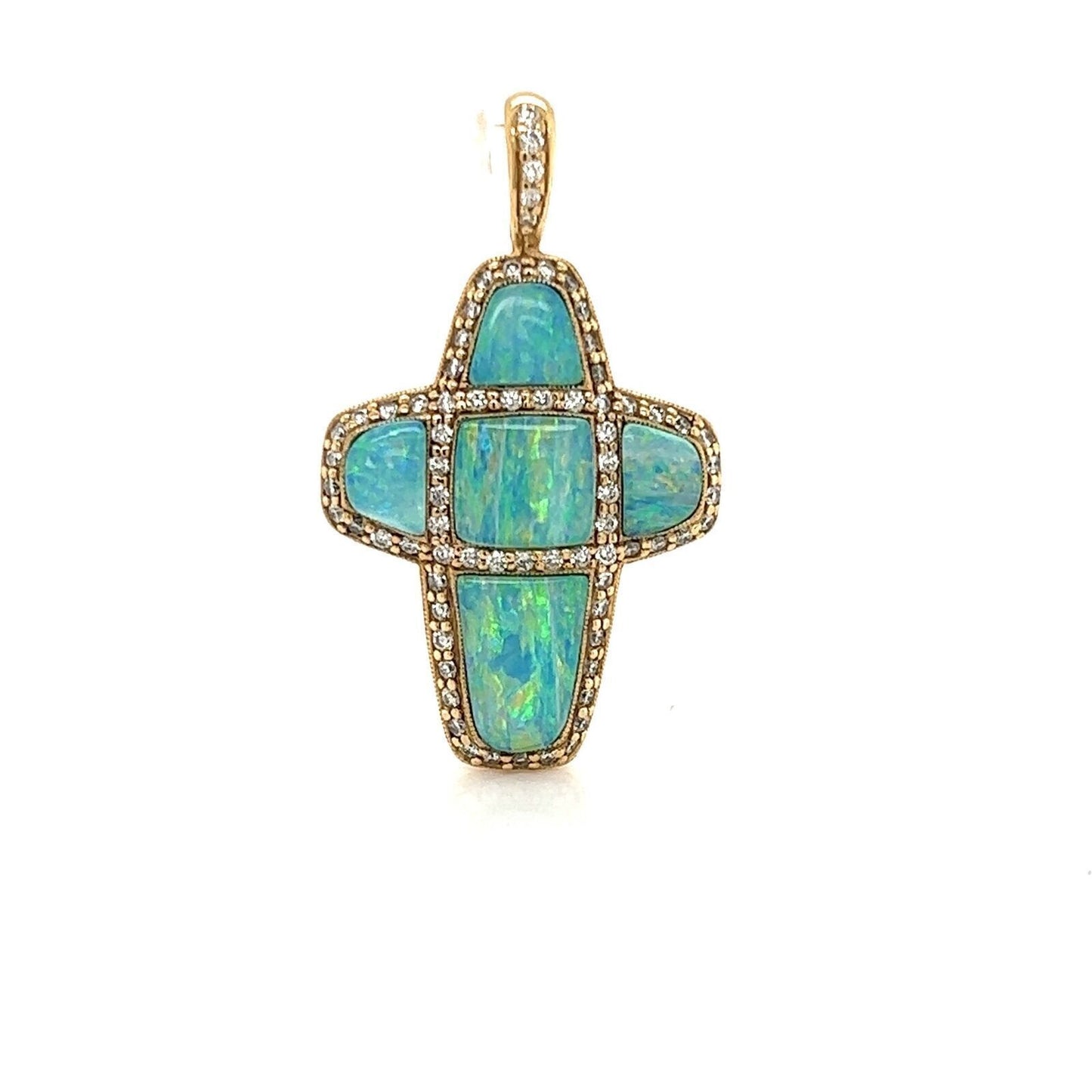 Kabana 14k Yellow Gold Diamond Fire Opal Cross Charm Pendant | Charms & Pendants | catalog, Charms, Designer Jewelry, Kabana, Pendants | Kabana