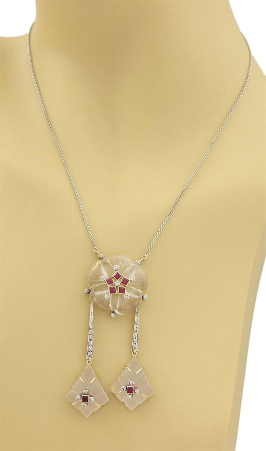 Diamond & Gems 18k Two Tone Gold Camphor Glass Drop Necklace | Necklaces | catalog, Estate, Necklaces, Vintage | Estate