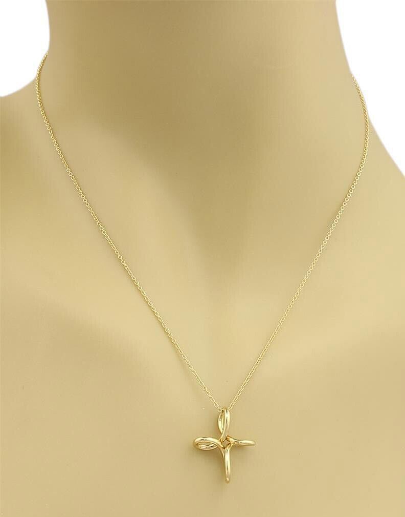 Tiffany & Co. Elsa Peretti Infinity 18k Yellow Gold Cross Pendant Necklace