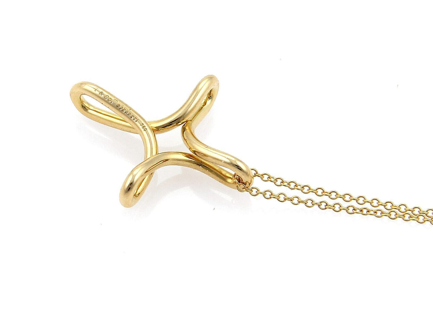 Tiffany & Co. Elsa Peretti Infinity 18k Yellow Gold Cross Pendant Necklace