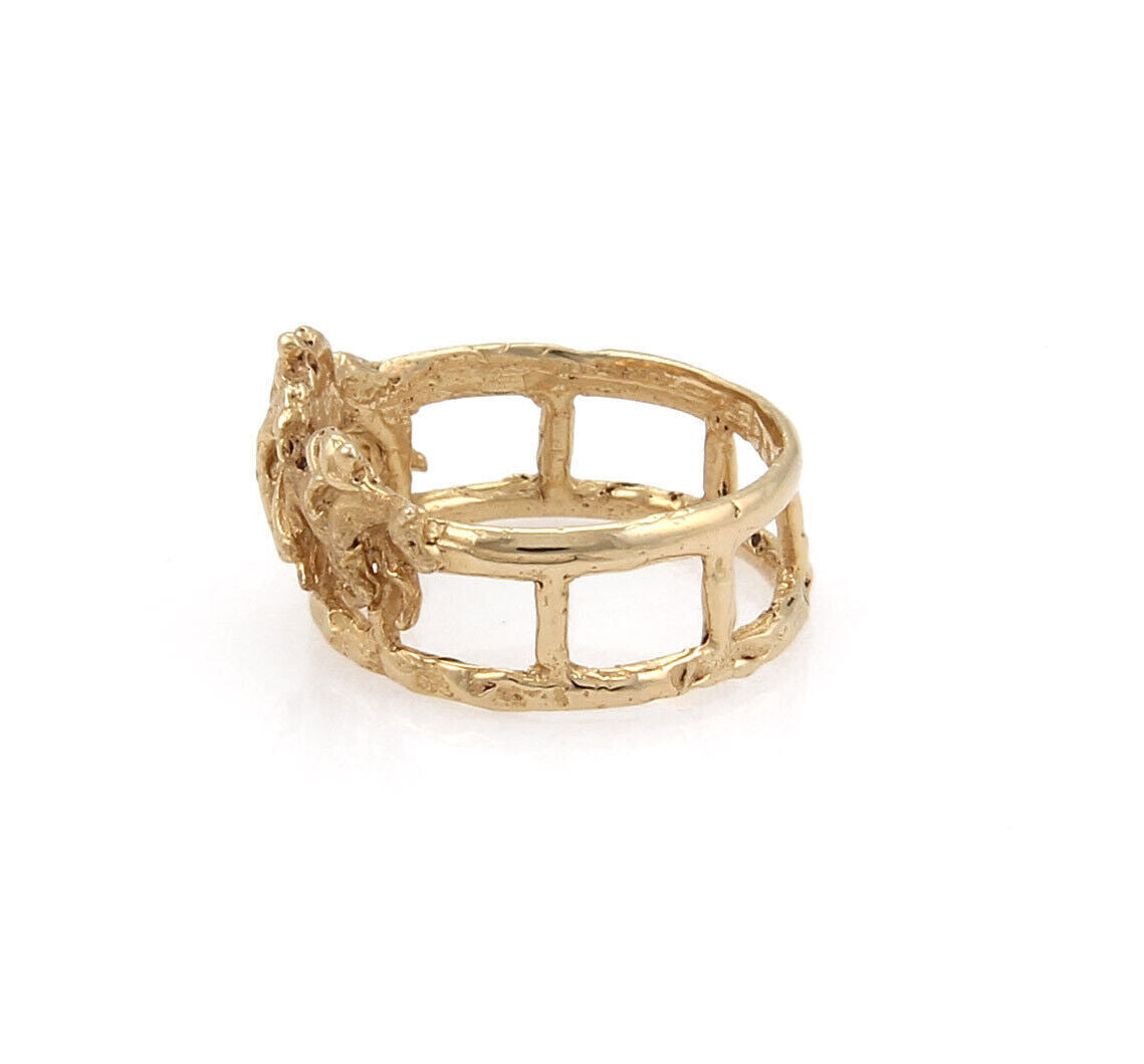 Lisa Perry Jockey & Horse 14k Yellow Gold Band Ring Size 4