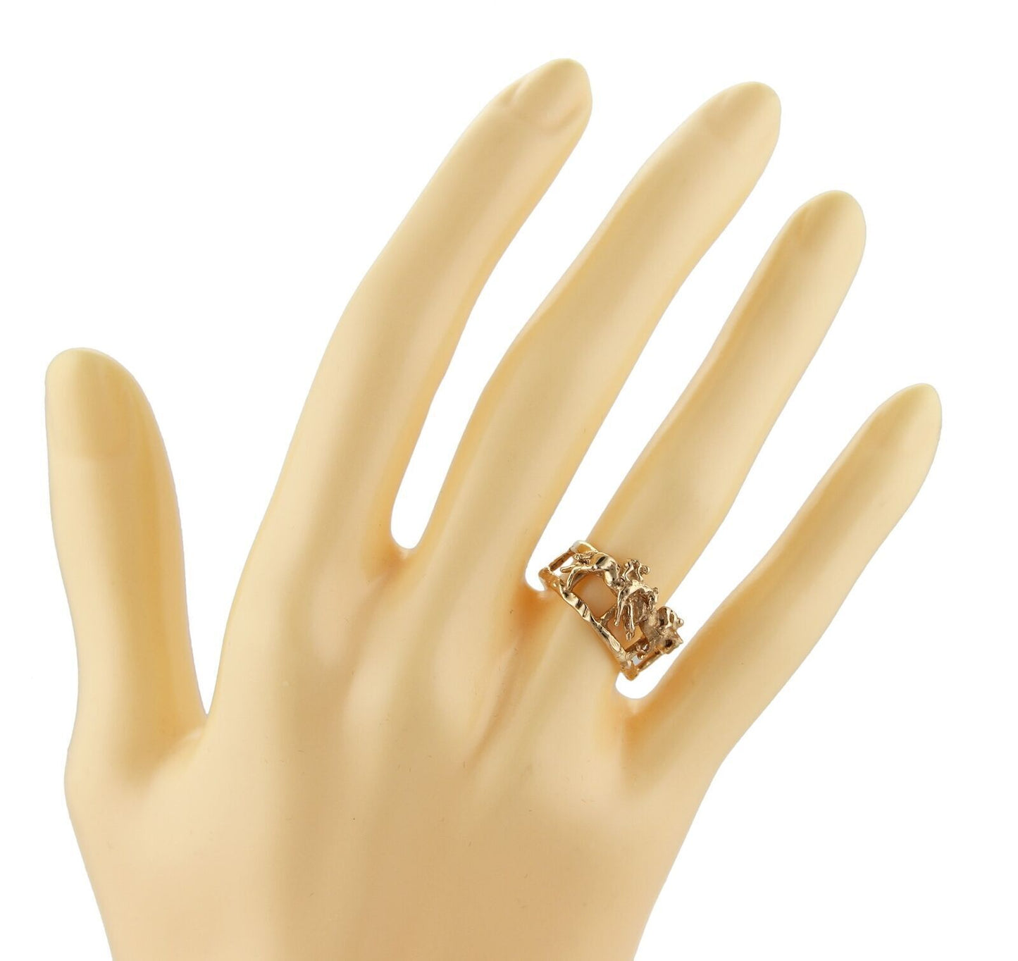 Lisa Perry Jockey & Horse 14k Yellow Gold Band Ring Size 4