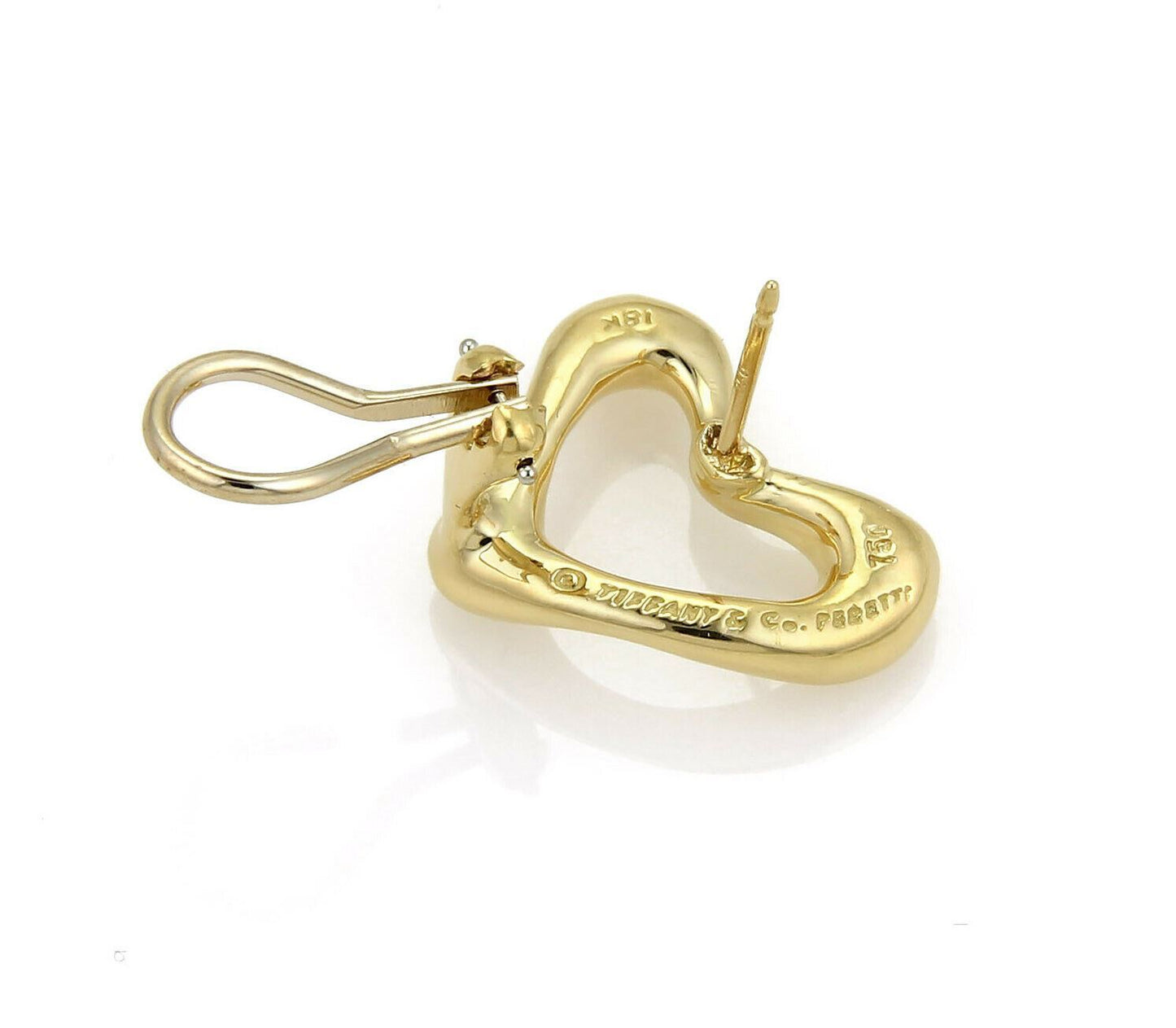 Tiffany & Co. Peretti 18k Yellow Gold Open Heart Post Clip Earrings