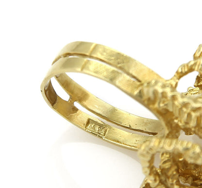 Diamond & Green Tourmaline 18k Yellow Gold Fancy Textured Ring