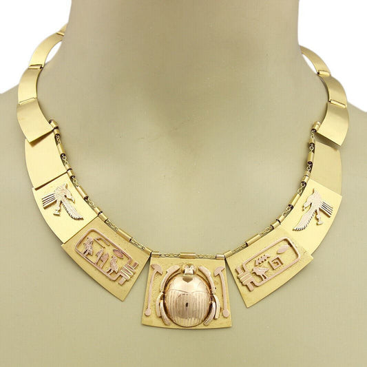 Scarab Egyptian Graduated 18k & 14k Gold Panel Necklace | Necklaces | catalog, Estate, Necklaces | Estate