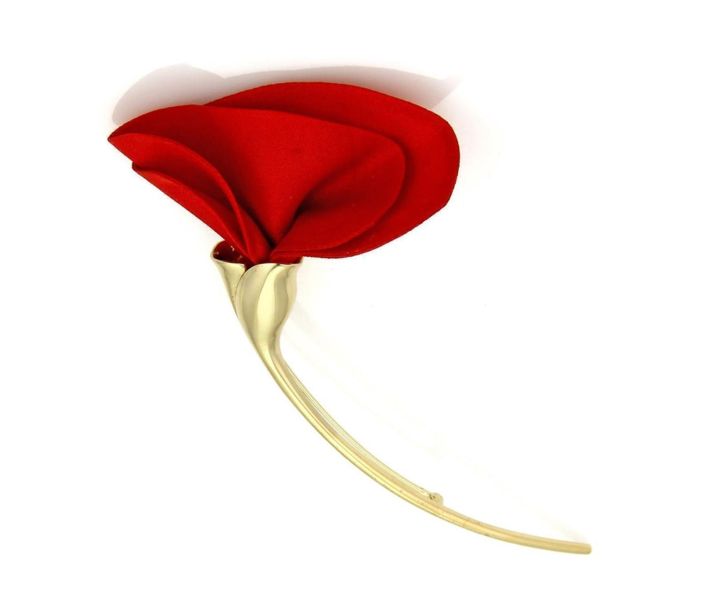 Tiffany & Co. Peretti Amapola 18k Yellow Gold & Red Silk Poppy Brooch