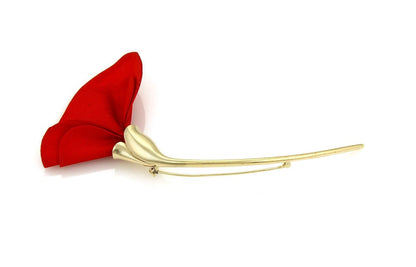 Tiffany & Co. Peretti Amapola 18k Yellow Gold & Red Silk Poppy Brooch | Brooches | Brooches, catalog, Designer Jewelry, Elsa Peretti, pins, Tiffany & Co. | Tiffany & Co.