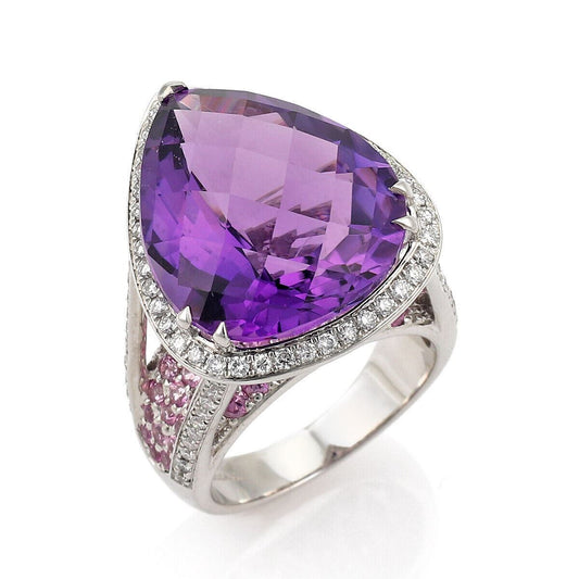 Sonia Bitton Diamond Amethyst Pink Sapphires 18k White Gold Ring | Rings | catalog, Designer Jewelry, Rings, sonia bitton | Sonia Bitton