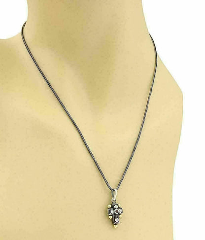 Konstantino Diamond & Ruby Sterling 18k Yellow Gold Cross Pendant Necklace