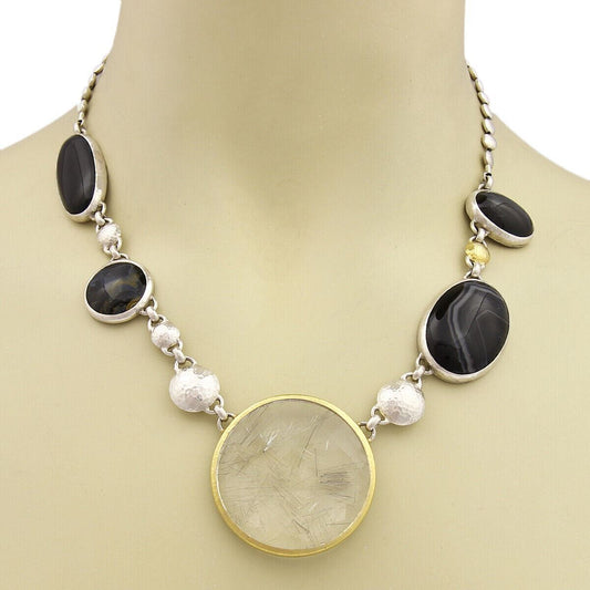 Gurhan Galapagos Rutilated Quartz Spiderweb Obsidian Sterling Necklace | Necklaces | catalog, Designer Jewelry, Gurhan, Necklaces, Sterling Silver | Gurhan
