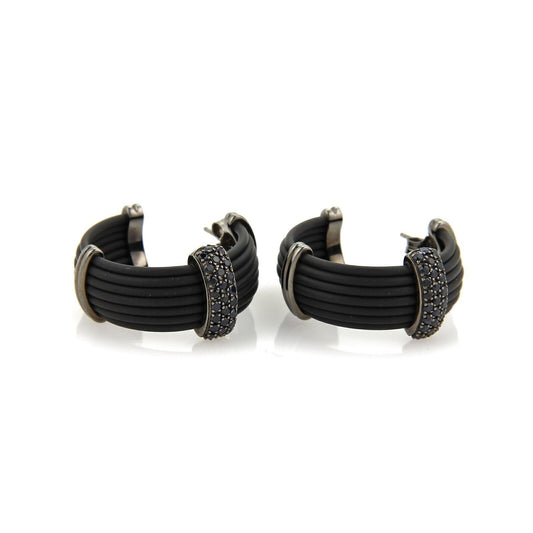 Roberto Coin Black Sapphires Silicone Rubber 18k Gold Hoop Earrings | Earrings | catalog, Designer Jewelry, Earrings, Roberto Coin | Roberto Coin