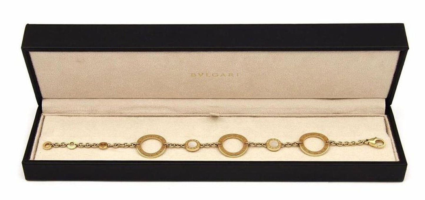 Bvlgari Signature Mother of Pearl 18k Gold 3 Large Circle Link Bracelet