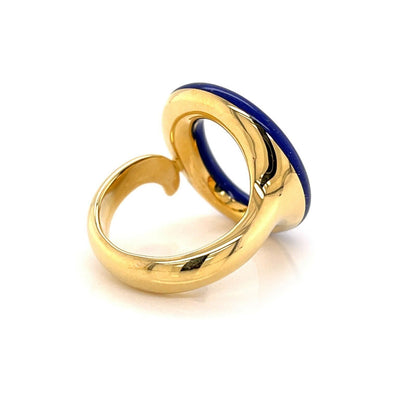 Tiffany & Co. Peretti Sevillana Lapis Lazuli 18k Yellow Gold Ring Size 7