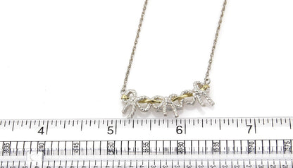Tiffany & Co. Three Wire Ribbon Bow 18k Gold & Sterling Silver Necklace