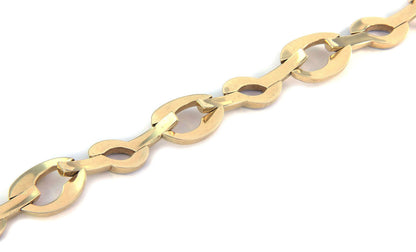 Wide Fancy 14k Two Tone Gold Link Bracelet