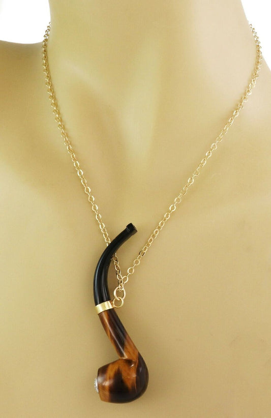 Diamond Tiger's Eye & Onyx Pipe 14k Gold Pendant Necklace | Necklaces | catalog, Estate, Necklaces, Pendants | Estate