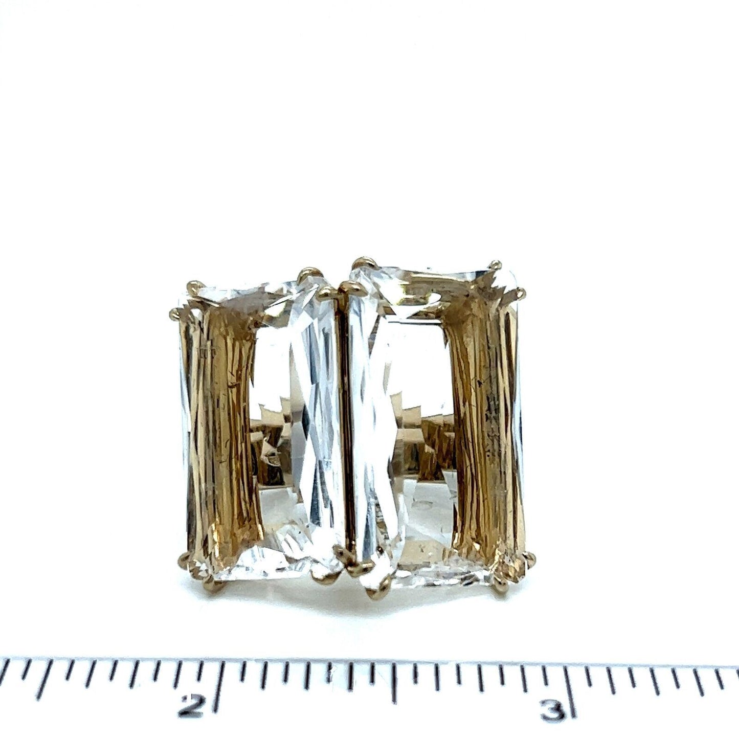 H. Stern Cobblestone 18k Yellow Gold Rock Crystal & Diamonds Square Ring