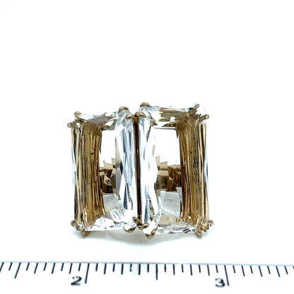 H. Stern Cobblestone 18k Yellow Gold Rock Crystal & Diamonds Square Ring