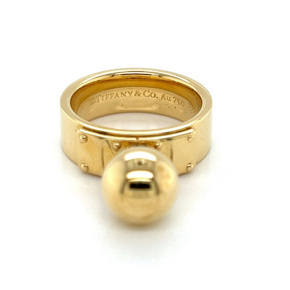 Tiffany & Co. Hardwear 9mm 18k Yellow Gold Ball Charm Wide Band Ring