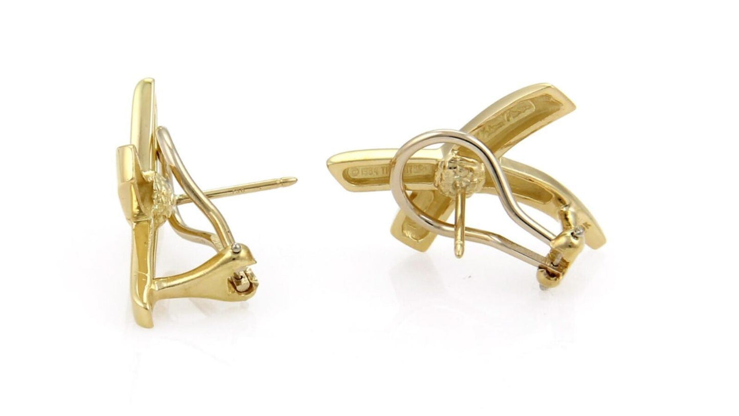 Tiffany & Co. Picasso 18k Yellow Gold Kiss X Post Clip Earrings