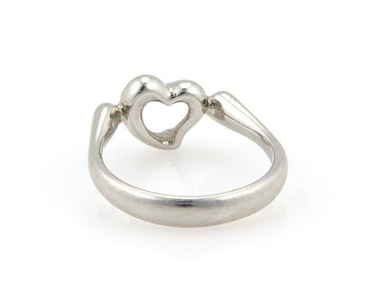 Tiffany & Co. Peretti Platinum Diamond Open Heart Ring Size 5