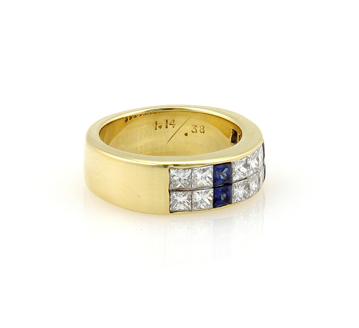 Tiffany & Co. Princess Cut Diamonds & Sapphire 18k Yellow Gold Band Ring