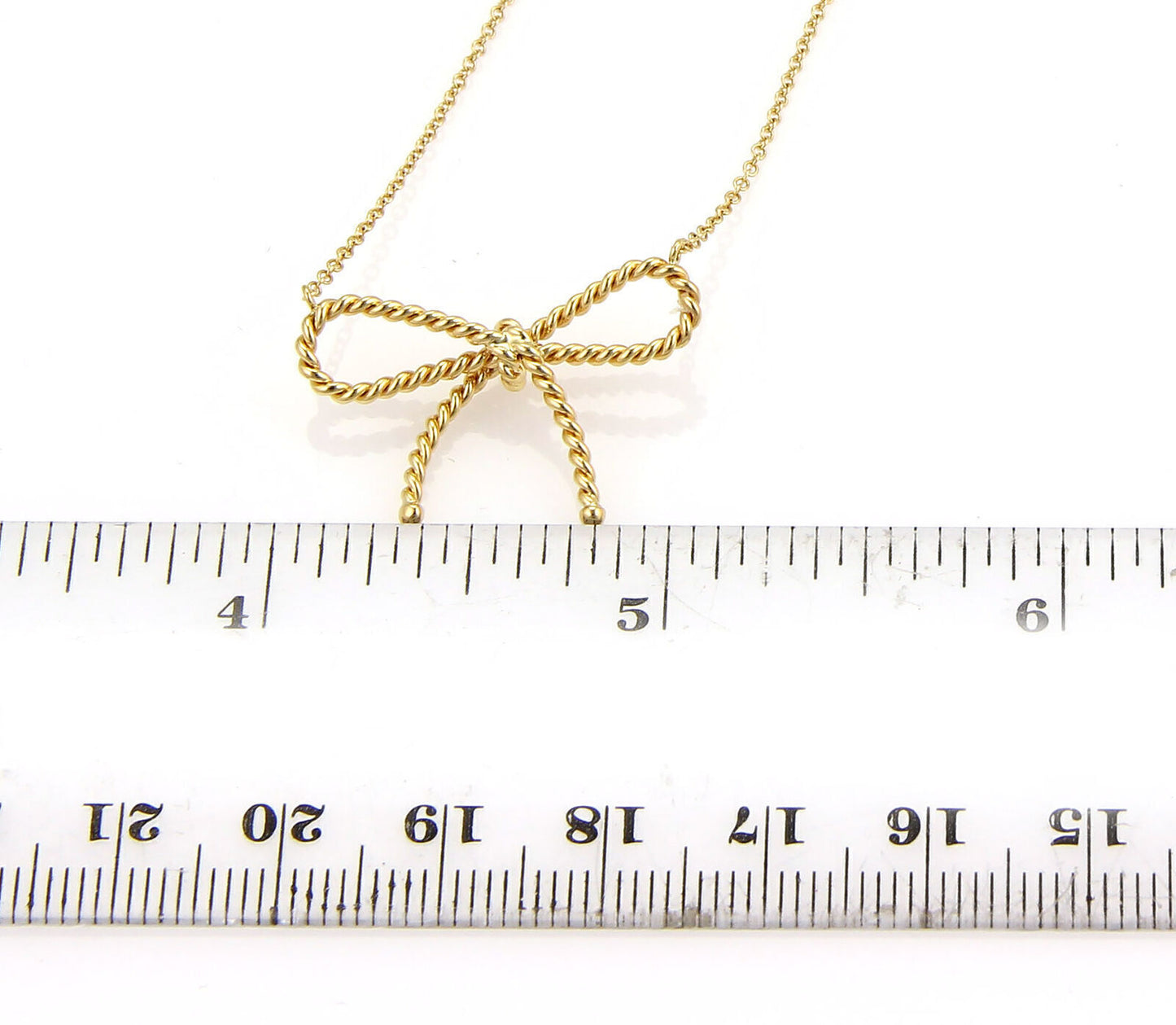 Tiffany & Co. Twisted Cable Wire 18k Yellow Gold Bow Pendant Necklace